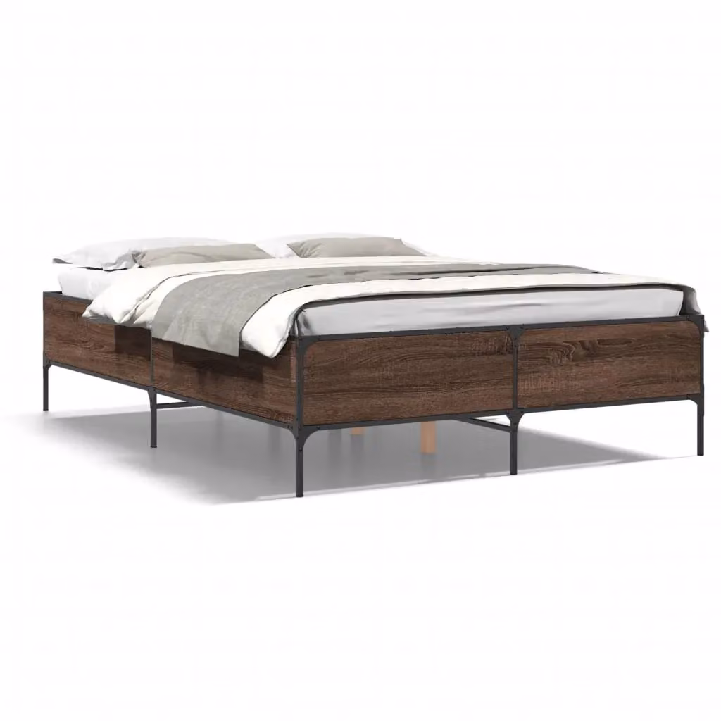 Berkfield Home Bed Frame in Brown Oak with Drawers, W/D/H: 140 x 190 cm – 2