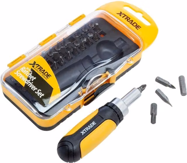 XTrade 38-Piece Manual Ratchet Screwdriver Set in Black and Yellow