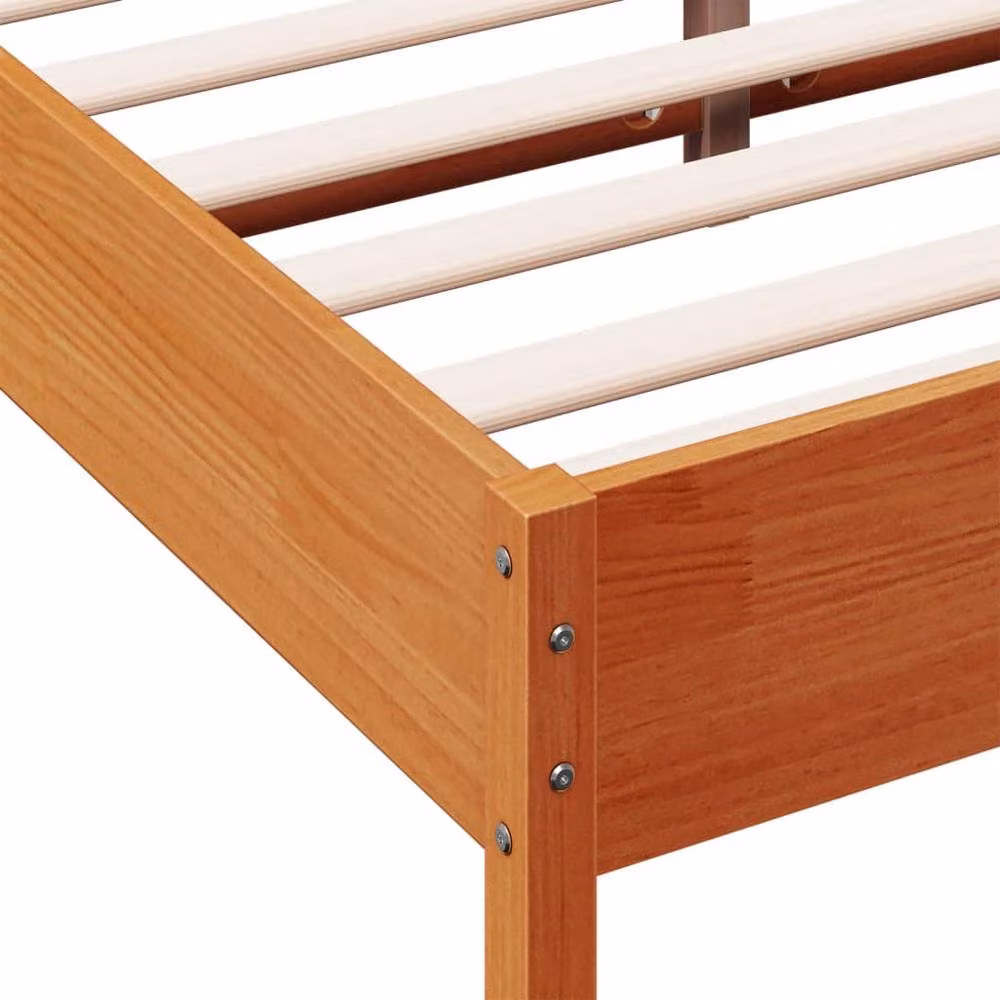 Berkfield Home Solid Wood Pine Bed Frame in Wax Brown W/D/H: 200 x 120 x 74 cm – 3