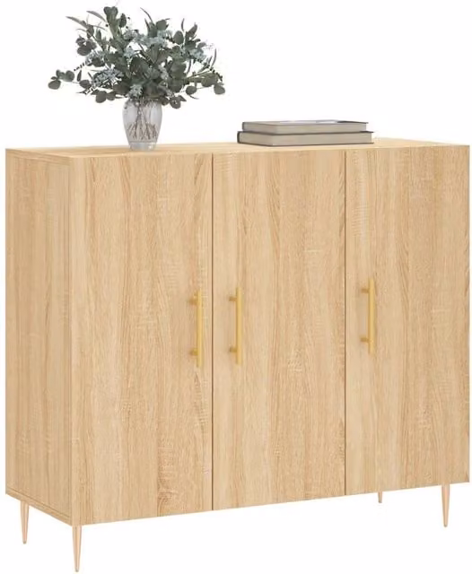 Berkfield Home Sonoma Oak Sideboard in Beige, W/D/H: 90 x 34 x 80 cm