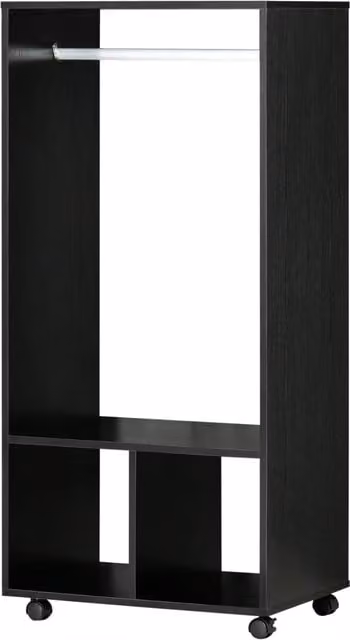 Pirlo Plush Modern Black Open Wardrobe with Clothes Rail and Internal Shelves