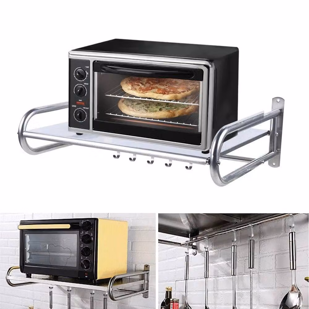 FLAVORA Wall Mounted Microwave Oven Stand in Silver – 2
