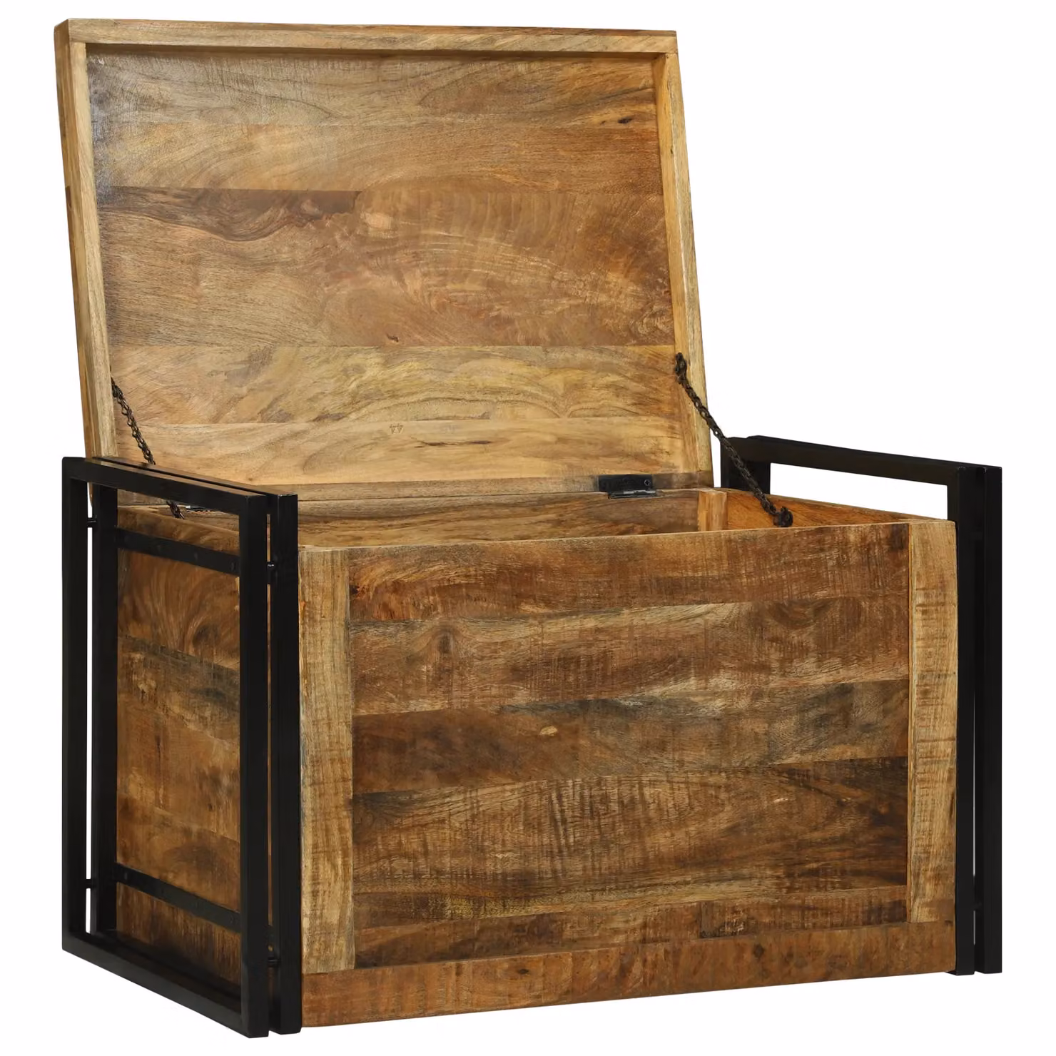 Berkfield Home Industrial Mango Wood Storage Box in Brown and Black, W/D/H: 80 x 50 x 50 cm – 2