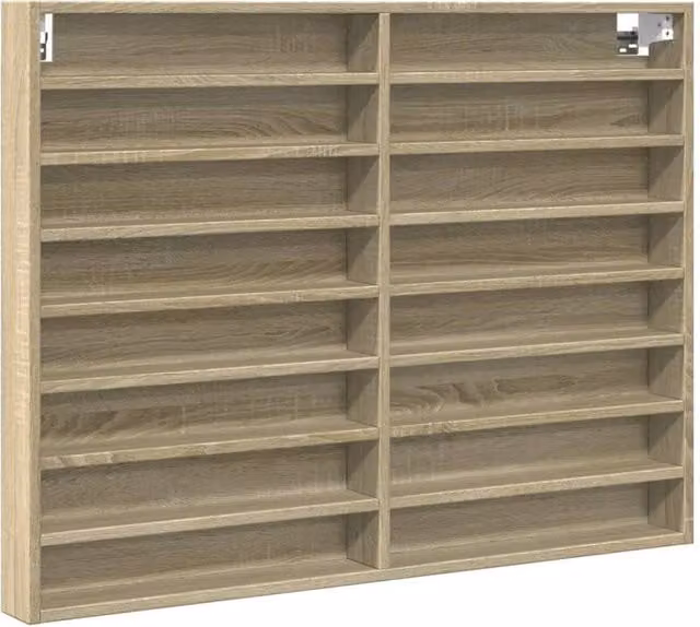 Berkfield Home Sonoma Oak Vitrine Cabinet with Glass Doors in Beige, W: 100 cm, D: 8.5 cm, H: 75 cm – 1
