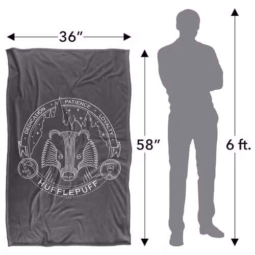 Warner Bros. Harry Potter Hufflepuff Line Art Badge Super Soft Fleece Throw Blanket, Multicolour, W/D/H: 91 x 147 cm – 4