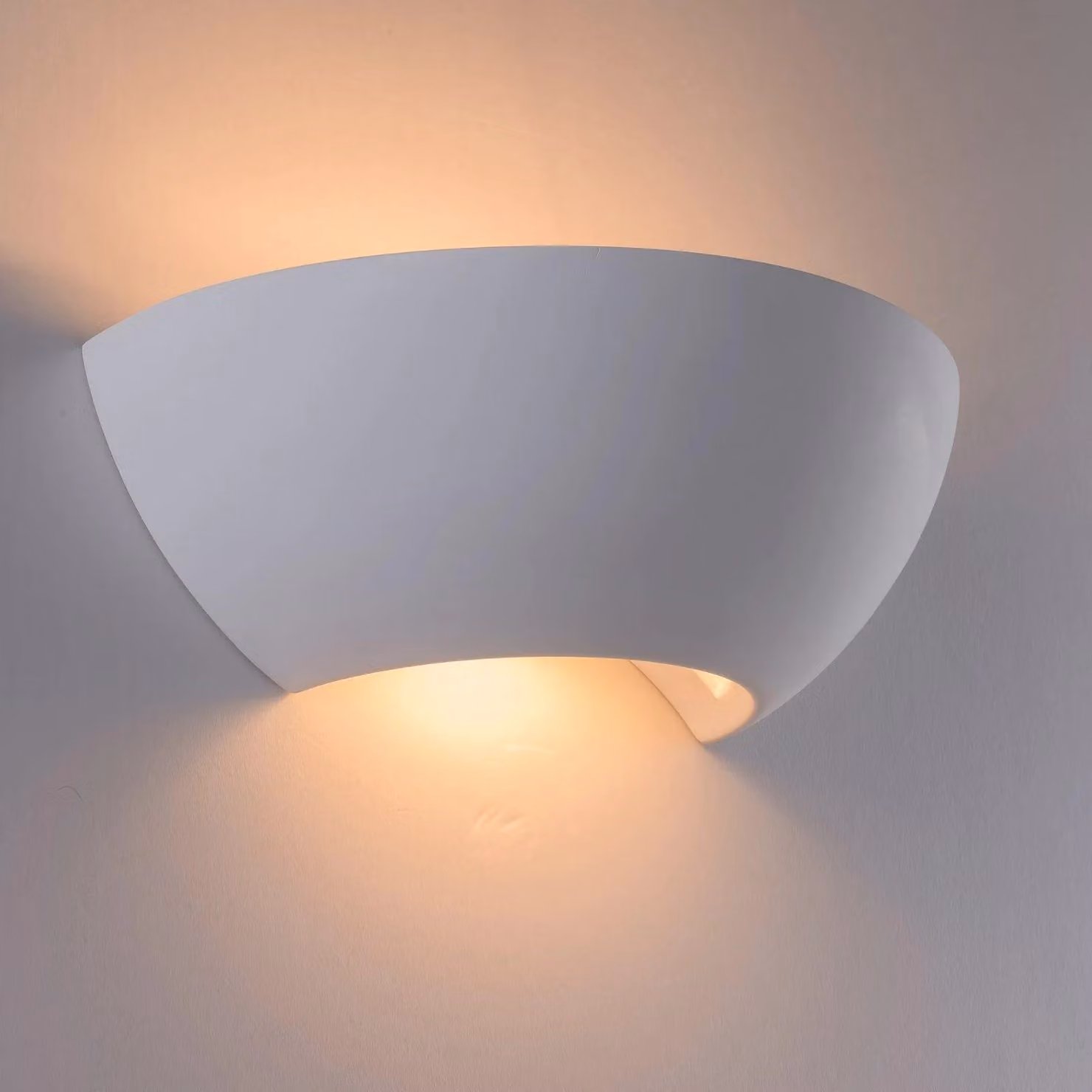 Harper Living Ceramic Up & Down Wall Light with White Open Semi-Circle Shade, Length: 30 cm – 2