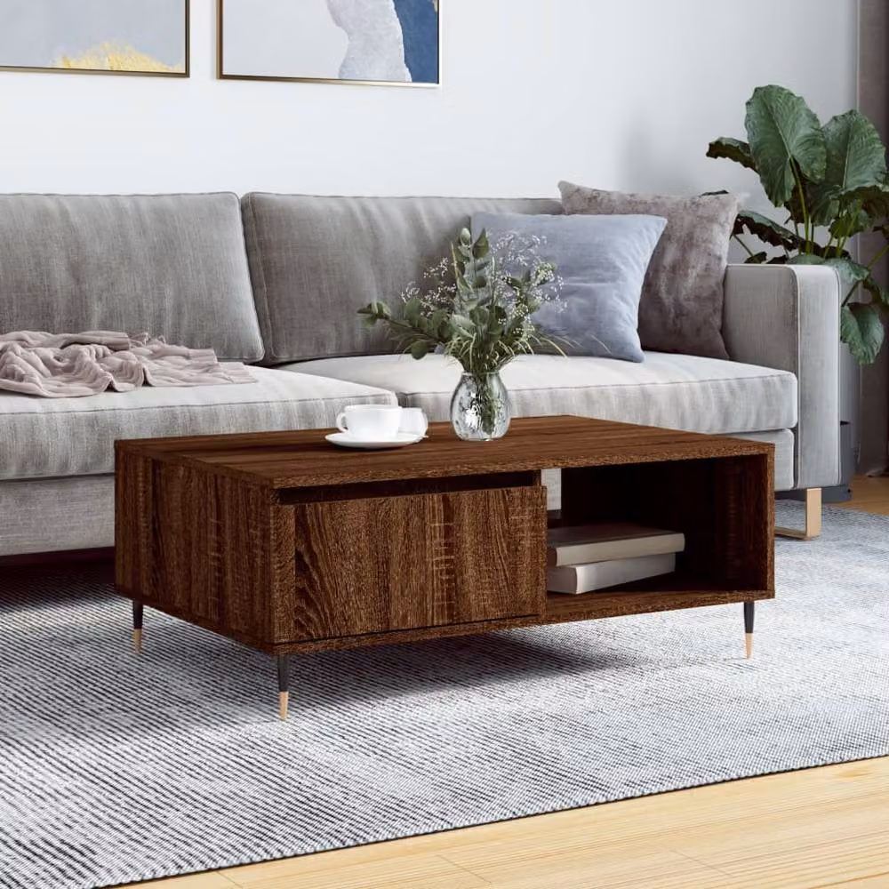 Berkfield Home Brown Oak Coffee Table, W: 90 cm, D: 60 cm, H: 35 cm – 2