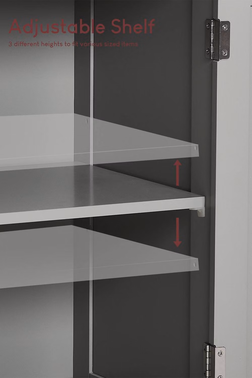 Home Discount Bath Vida Priano Grey Tall Bathroom Storage Cabinet with 3 Open Shelves and 2-Tier Door Storage, H 160 cm x W 40 cm x D 38 cm – 3