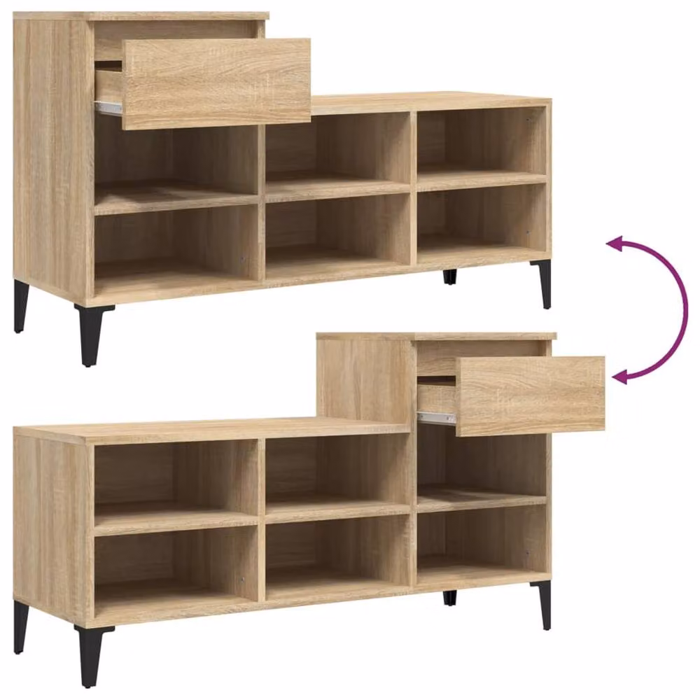 Berkfield Home Modern Shoe Cabinet in Brown with Integrated Seat, W/D/H: 102 x 36 x 60 cm – 4