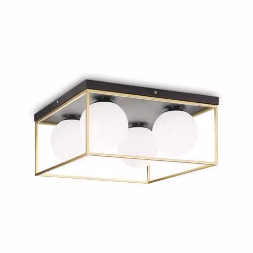 Ideal Lux Lingotto 4 Light Modern Ceiling Light in Gold/Brass and Glass