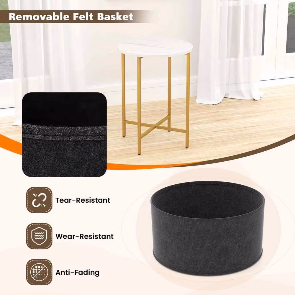 FORGEVIO 2-Tier Round Metal Side Table in White and Multicolour, W/D/H: 44 x 44 x 61 cm – 4
