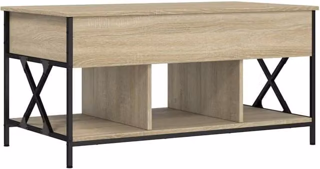 Berkfield Home Sonoma Oak Coffee Table in Beige with Lift Mechanism, W/D/H: 100 x 55 x 50 cm