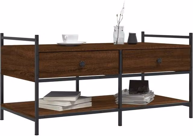 Berkfield Home Decorative Coffee Table in Brown Oak, W/D/H: 99 x 50 x 50 cm