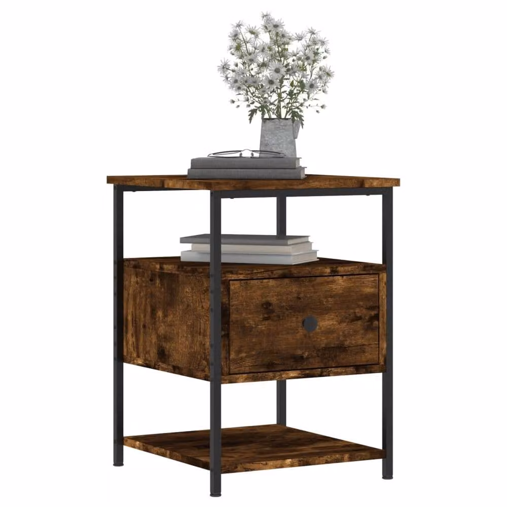 Berkfield Home Bedside Cabinet in Smoked Oak Brown, W/D/H: 40 x 42 x 56 cm – 3