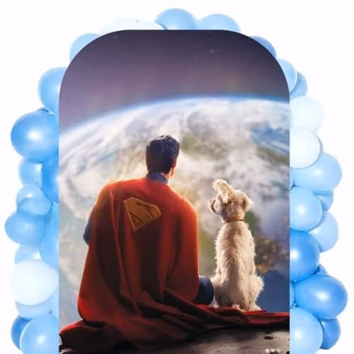 Star Cutouts Superman and Krypto Moon Backdrop Cardboard Cut Out, Multicolour, Height: 131 cm