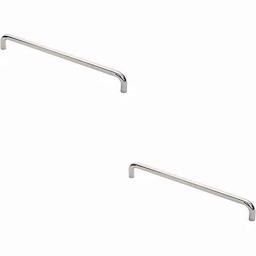 Loops 2 Pack Round D Bar Pull Handle in Polished Bright Stainless Steel, Fixing Centres: 450 mm, W/D/H: 469 x 19 mm