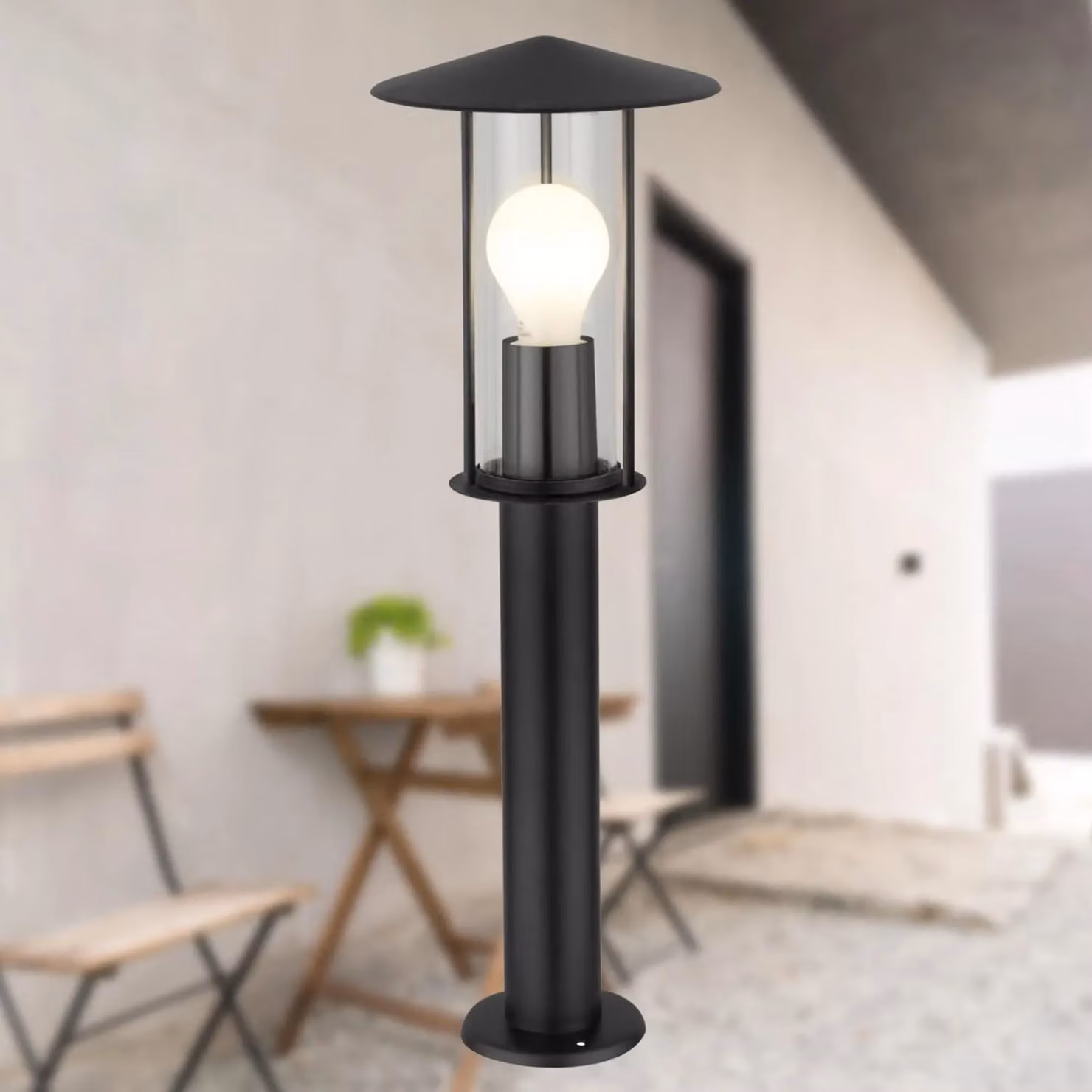 First Choice Lighting Treviso Black Outdoor Post Light with Transparent Glass – 2