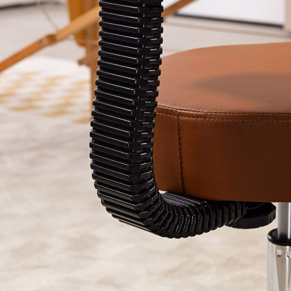 STILVORA Beauty Stool with Back Pad and Wheels, Brown – 7