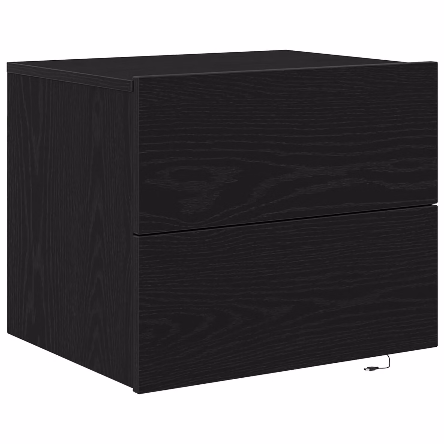 Berkfield Home Black Oak Wall-Mounted Bedside Cabinet with Integrated LED Lighting W/D/H: 50 x 39 x 41 cm – 2