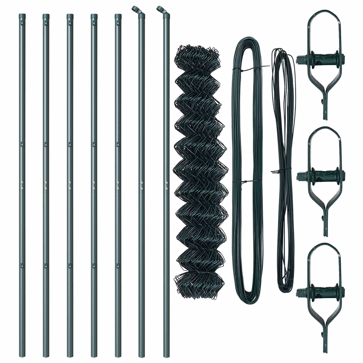 Berkfield Home Green Galvanised Steel Chain Link Fence with 7 Posts, W: 10 m, H: 1.4 m – 3