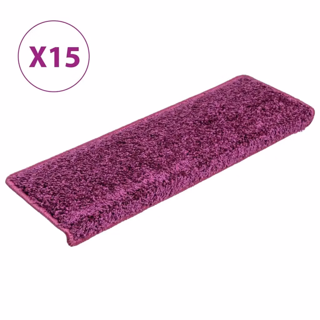 Berkfield Home Self-Adhesive Carpet Stair Treads, 15 Pieces, Purple, W: 65 cm, D: 21 cm, H: 4 cm – 2