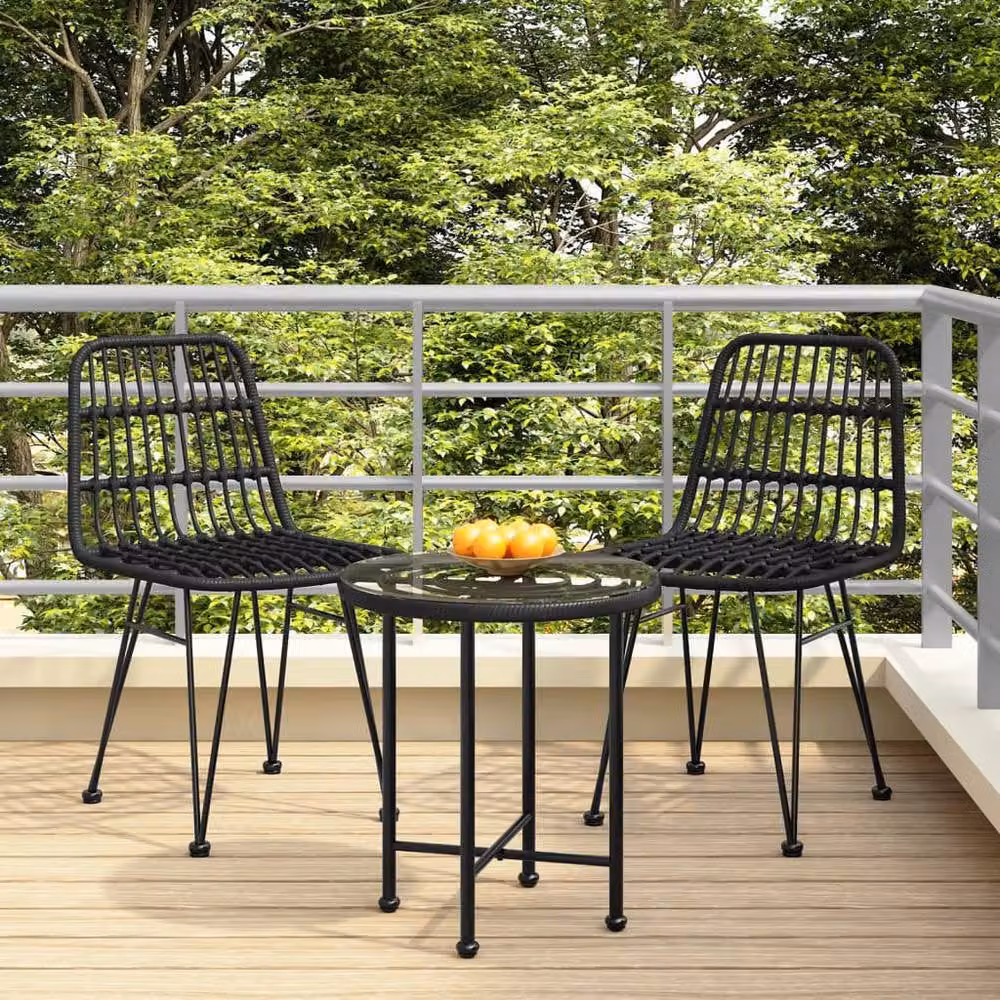 Berkfield Home Set of 2 Black PE Rattan Garden Chairs, W/D/H: 48 x 62 x 84 cm – 2