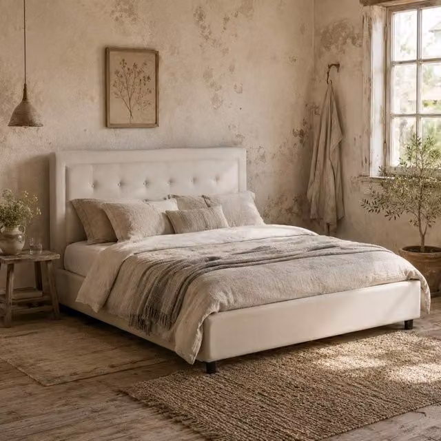 Wyld Haus Zina King Size Ottoman Bed Frame with Gas Lift Storage in Cream Velvet, W/D/H: 180 x 200 x 52 cm – 1