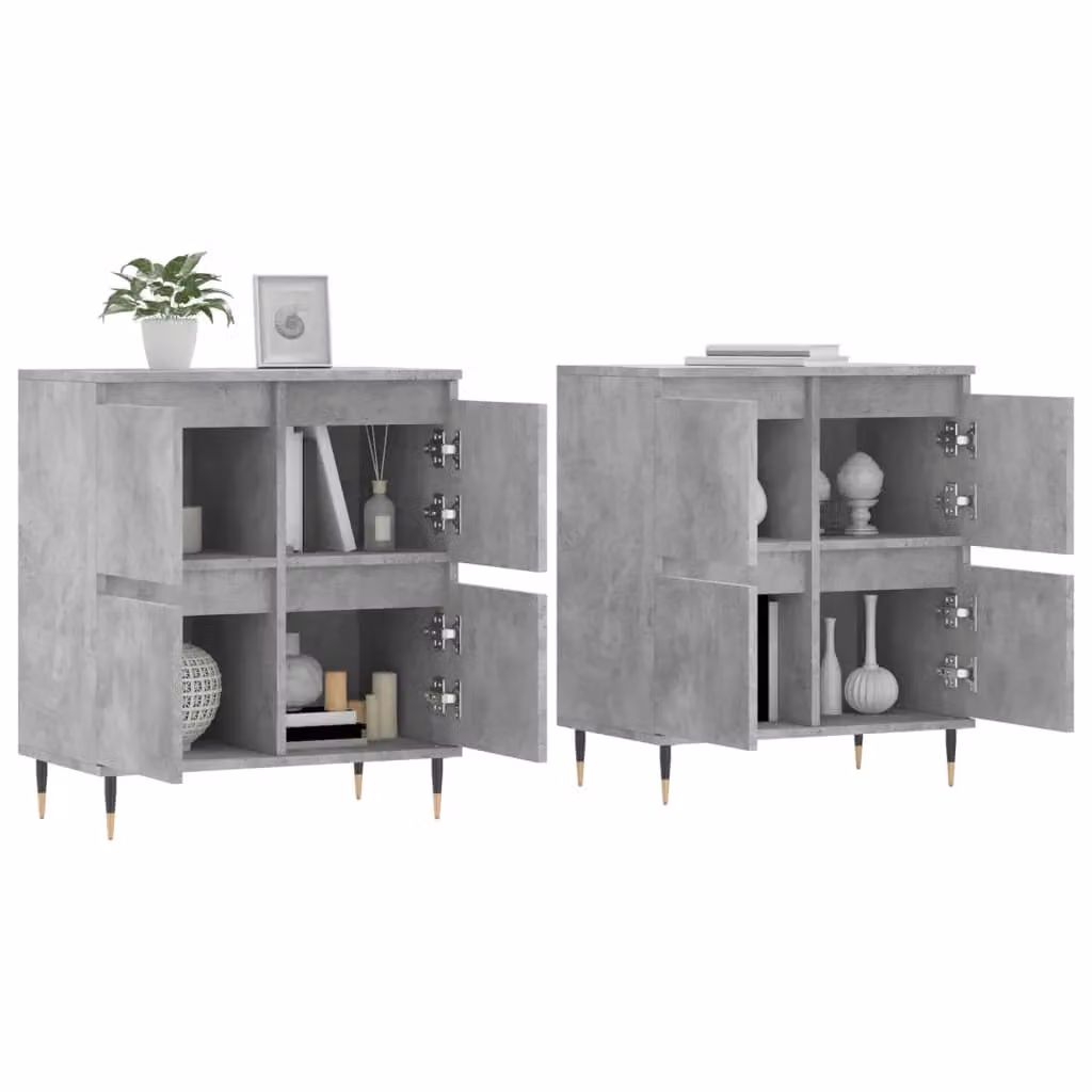 Berkfield Home Set of 2 Sideboards in Concrete Grey Engineered Wood – 2