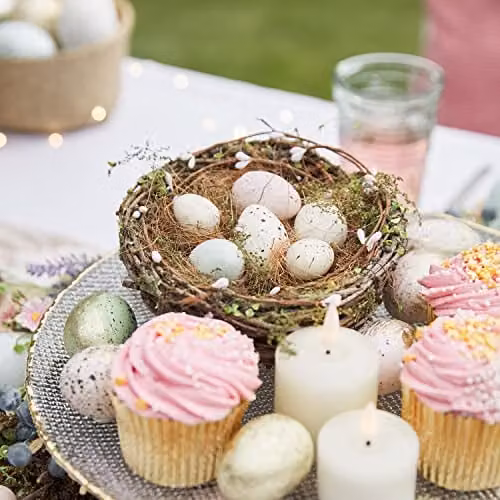 Lights4fun Multicolour Artificial Easter Egg Nest Spring Tabletop Indoor Decoration, H 15 cm x W 7 cm x D 7 cm – 3