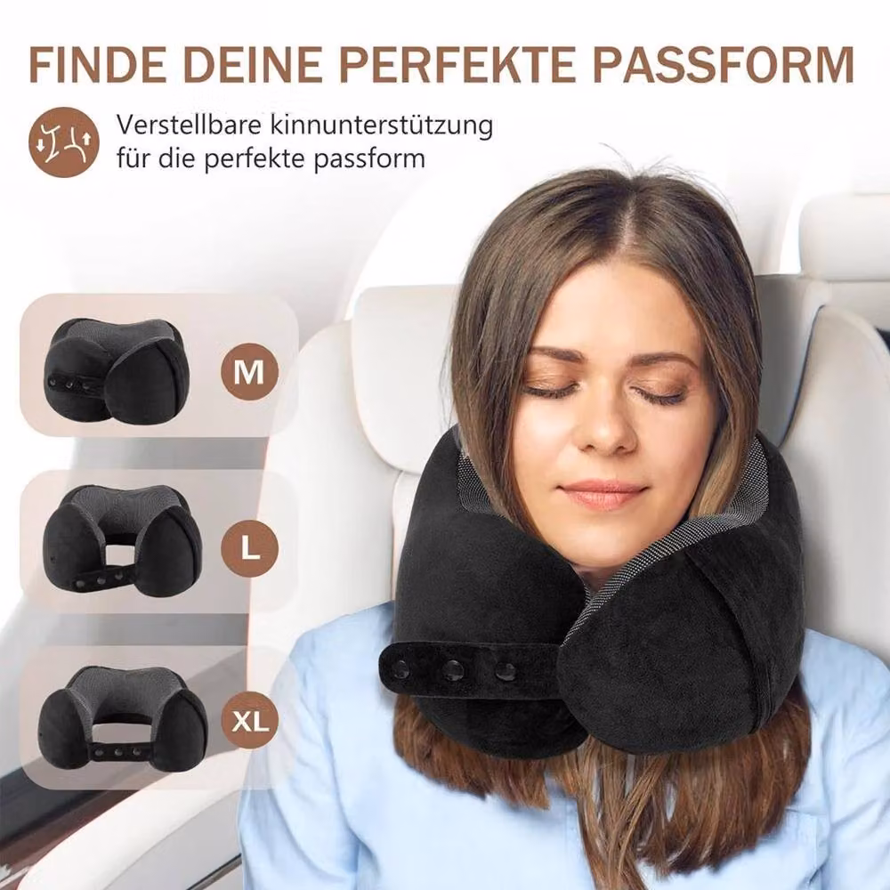 Kelvenix Black Velvet U-Shaped Memory Foam Travel Neck Pillow with Removable Breathable Cover – 4