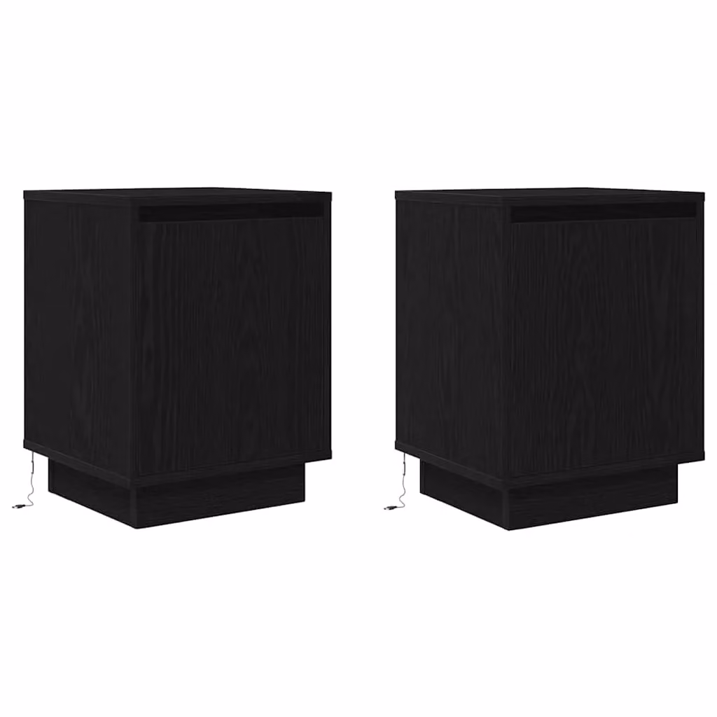 Berkfield Home Set of 2 Black Bedside Cabinets with Integrated LED Lights, W/D/H: 38 x 34 x 50 cm – 3