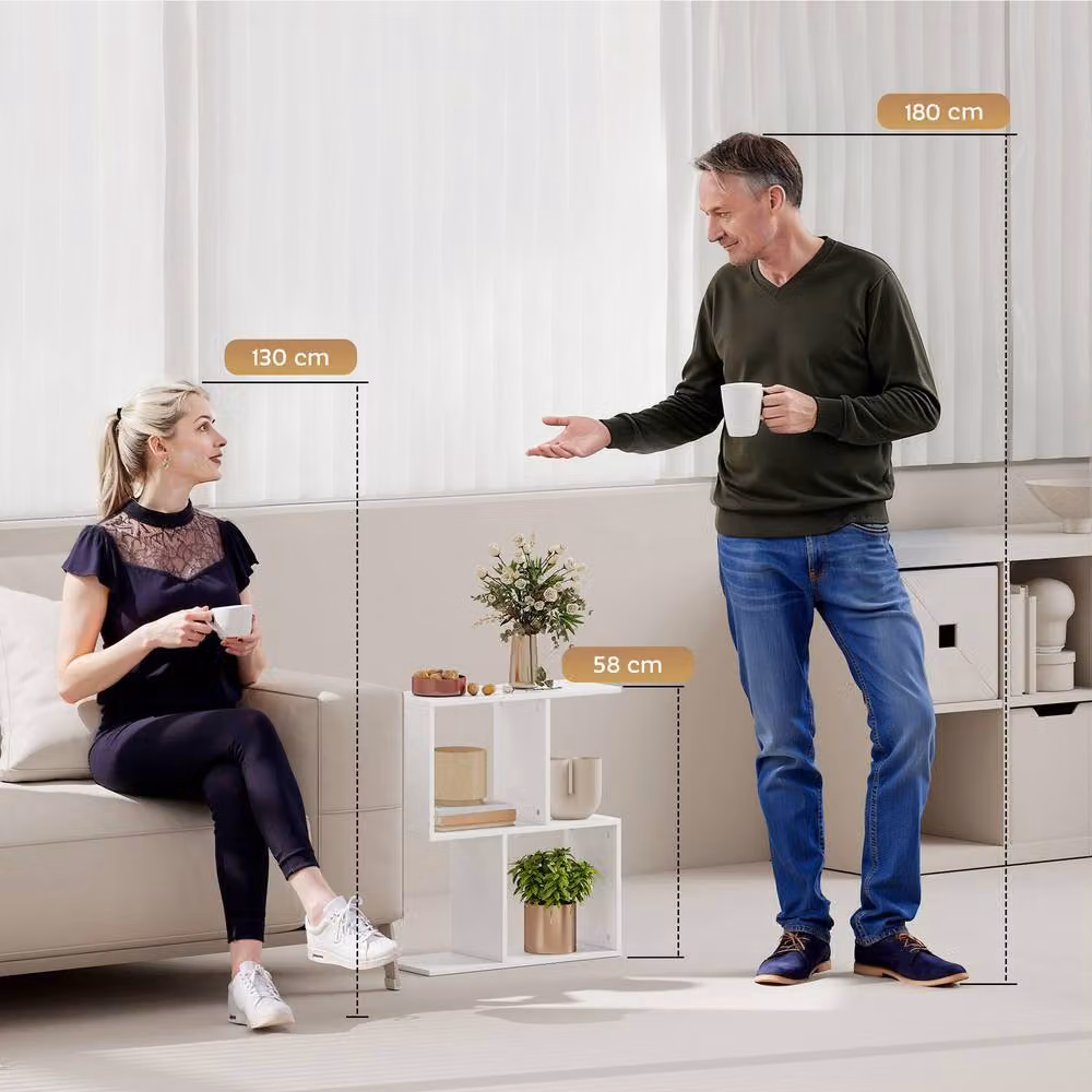 STILVORA Modern White Side Table with Storage Shelves – 3