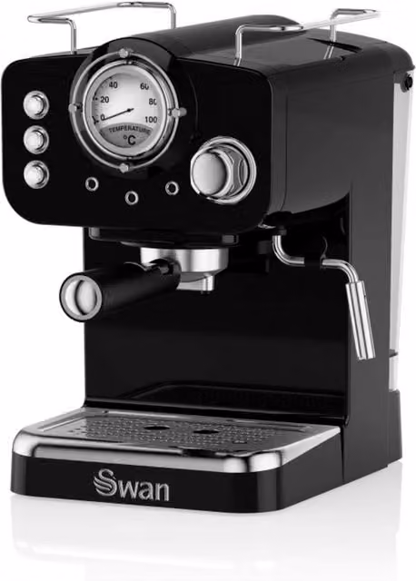 Swan Espresso Coffee Machine with Steam Wand in Black