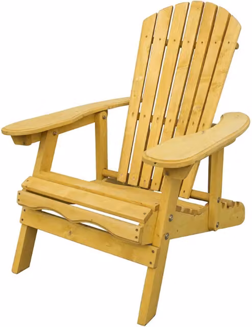 TrueShopping Leven Adirondack Armchair with Adjustable Back Rest in Yellow Lacquered Wood