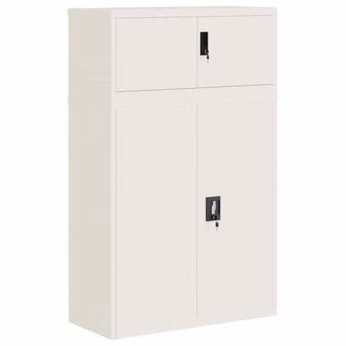 vidaXL Metal File Cabinet in White with Lock and Adjustable Shelves, W/D/H: 90 x 40 x 145 cm