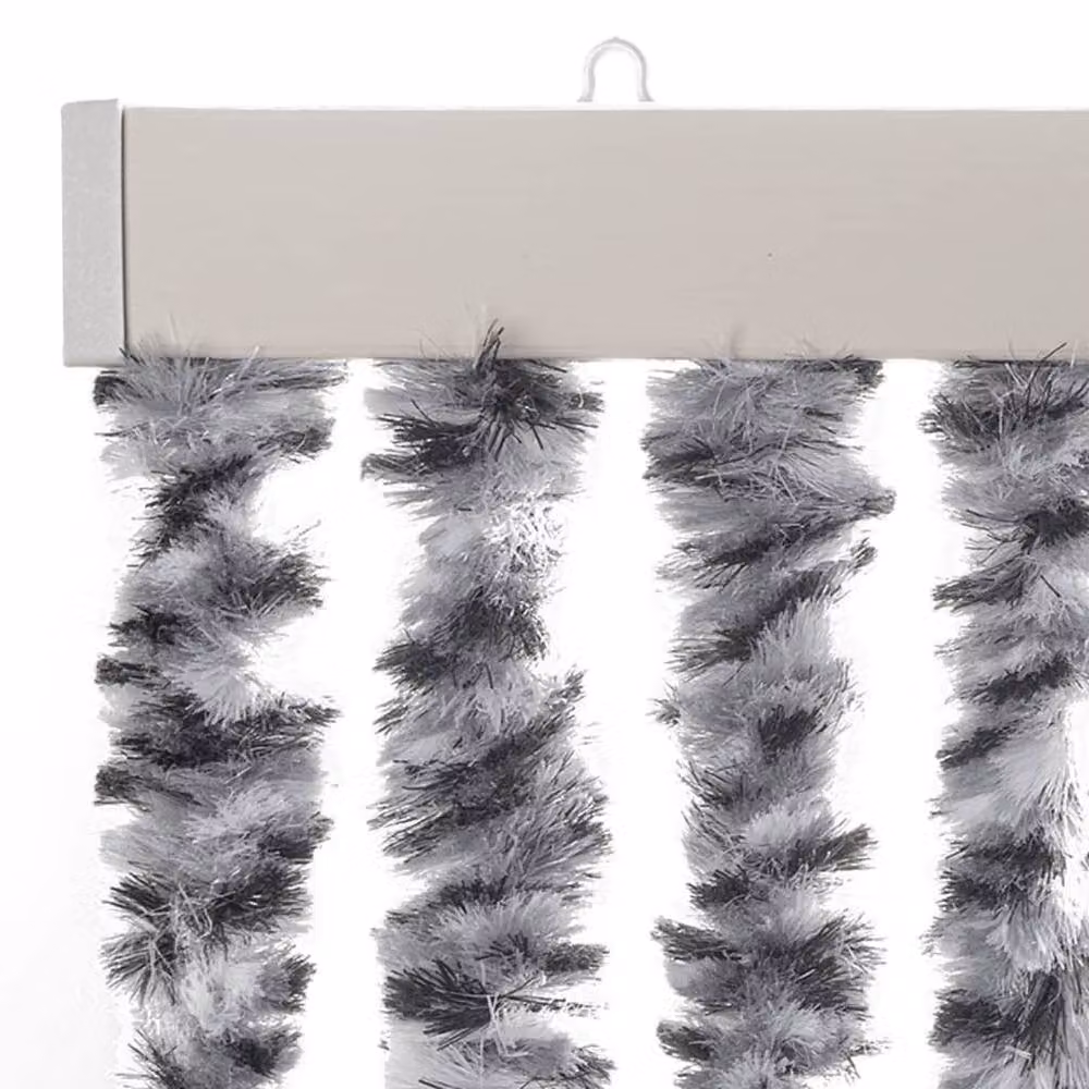 Berkfield Home Striped Chenille Fly Curtain in Grey, Black and White, W: 56 cm, H: 200 cm – 3