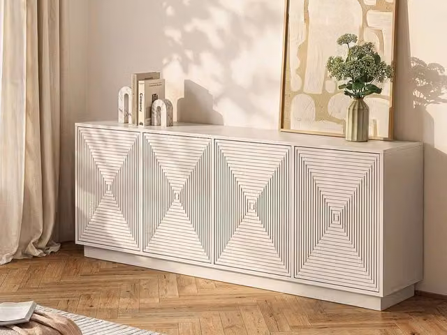 Vente-unique Mezulia Sideboard with 4 Doors in Beige MDF