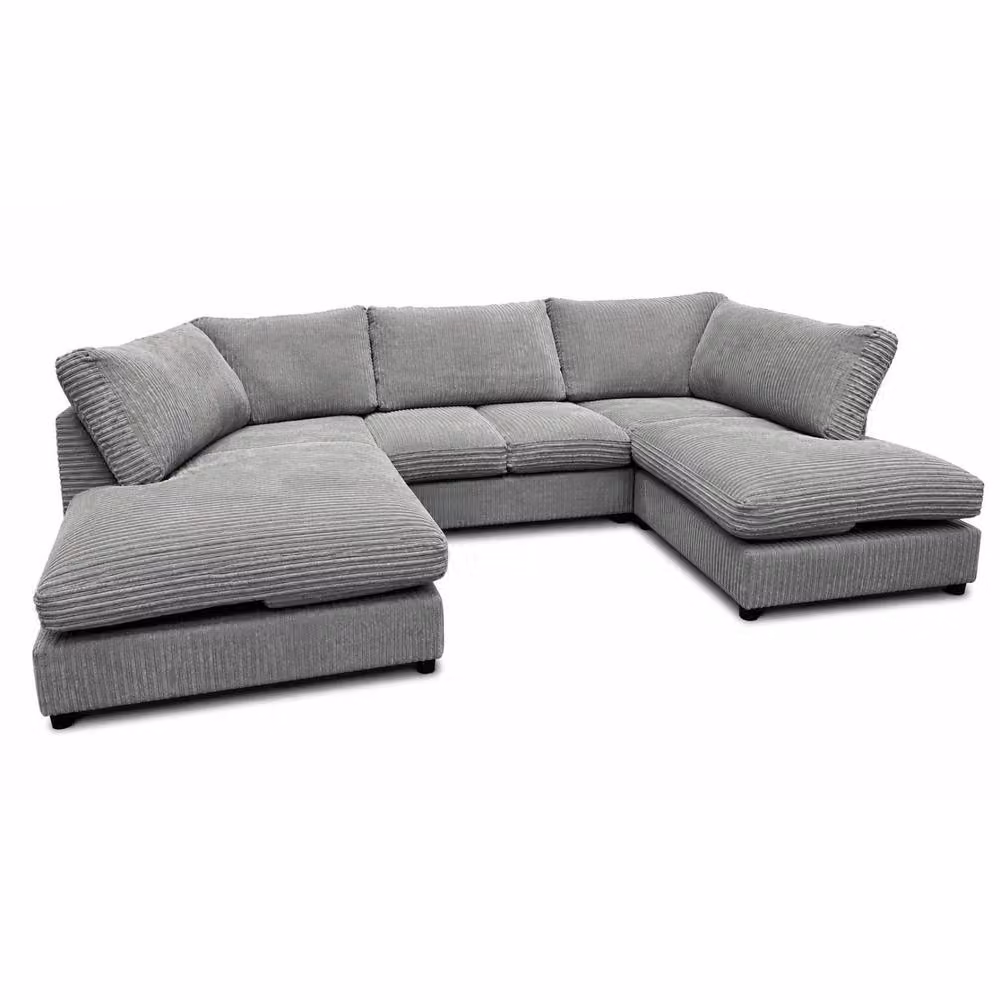 Snug Furniture Birmingham Ltd Preston U-Shaped Jumbo Cord Full Back Corner Sofa in Grey for 6 People – 2
