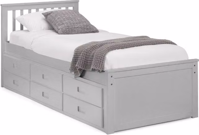 Cheshire Amethyst Upholstered Single Bed with Underbed Drawers in Grey, W/D/H: 90 x 200 cm