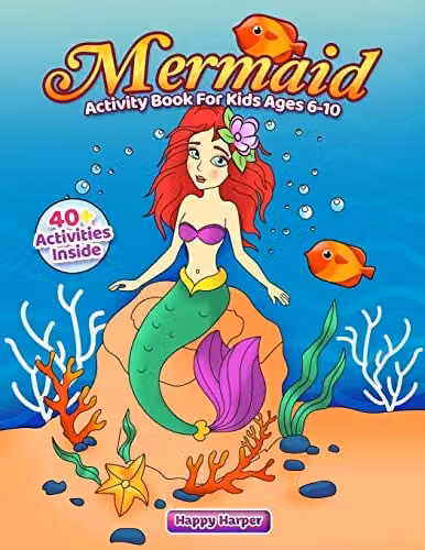 Happy Harper Mermaid Activity Book for Kids Ages 6-10, Multicolour