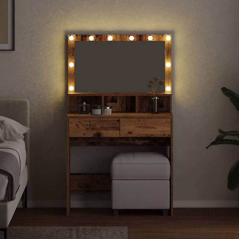 Berkfield Home Minimalist Dressing Table in Old Wood Brown and Multicolour Composite Wood – 4