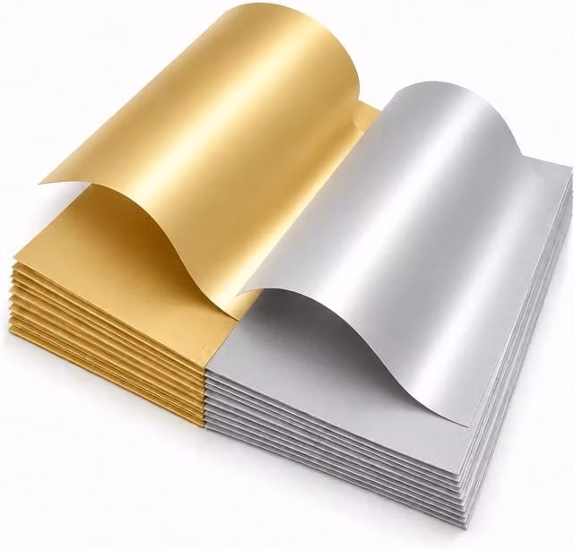 Syntego 20 Sheets of A4 Satin Construction Paper in Silver and Gold