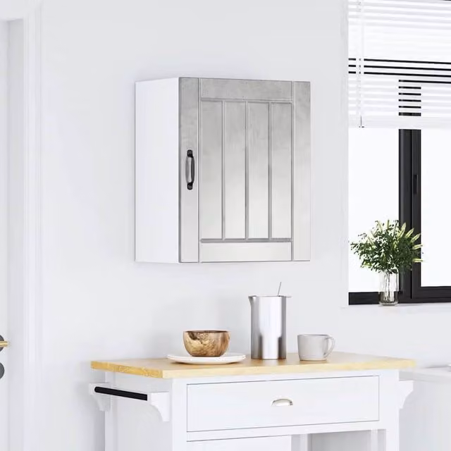 Berkfield Home Lucca Wall Mounted Kitchen Cabinet in Concrete Grey Matt MDF, W/D/H: 60.0 x 25.0 x 31.0 cm