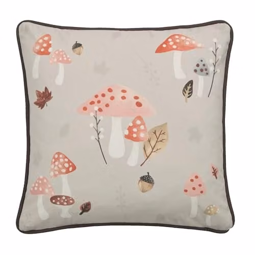 Fusion Woodland Dreams Velvet Square Cushion, Floral Autumnal Design, Brown/Multicolour, W/D/H: 43 x 43 x 43 cm – 1