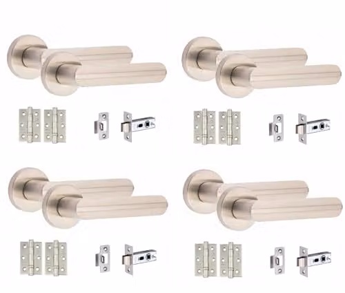 Golden Grace Lima Knurled Door Handles in Chrome Silver, 4 Sets