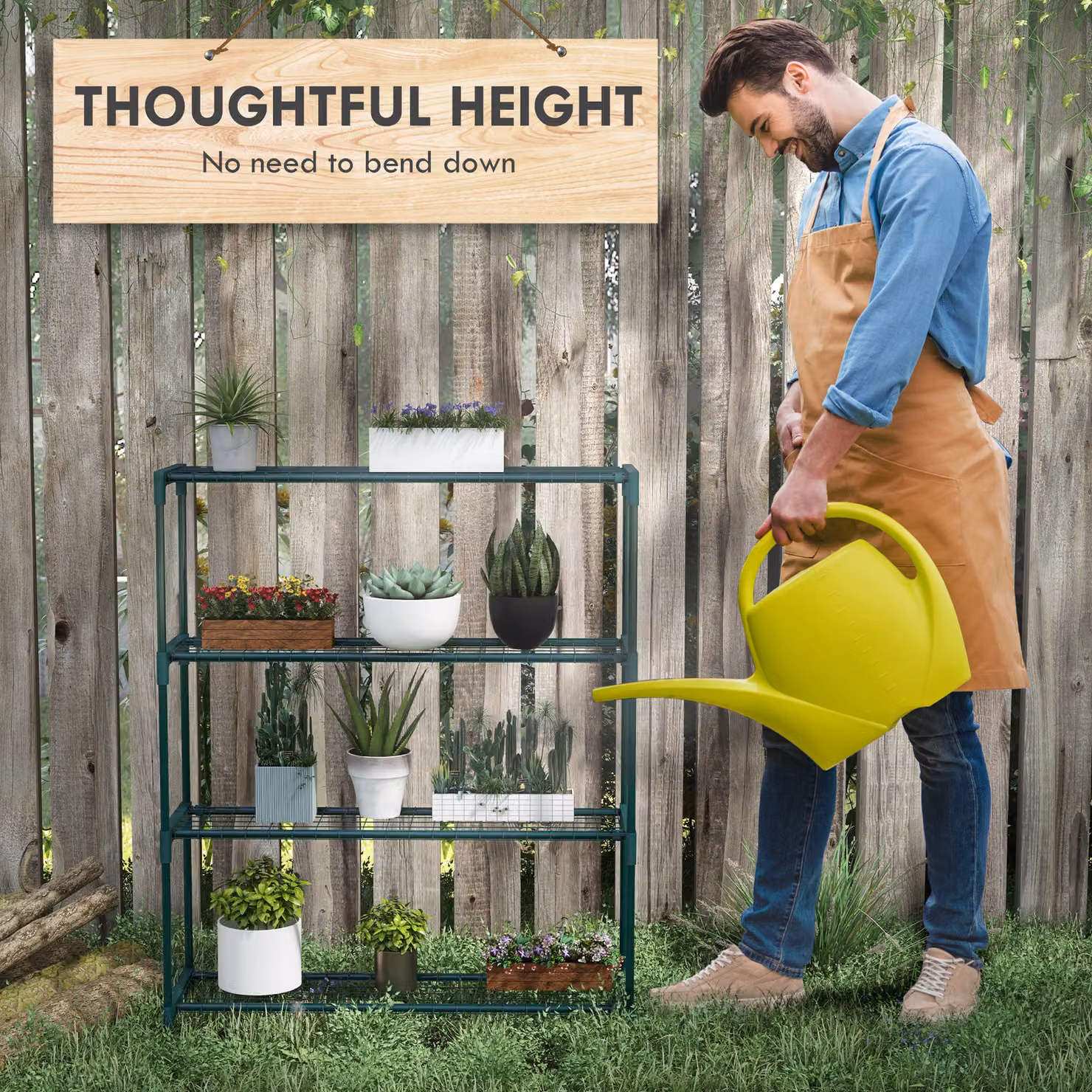 Outsunny Four-Tier Steel Plant Shelf, Black, W/D/H: 89.0 x 28.0 x 107.0 cm – 4