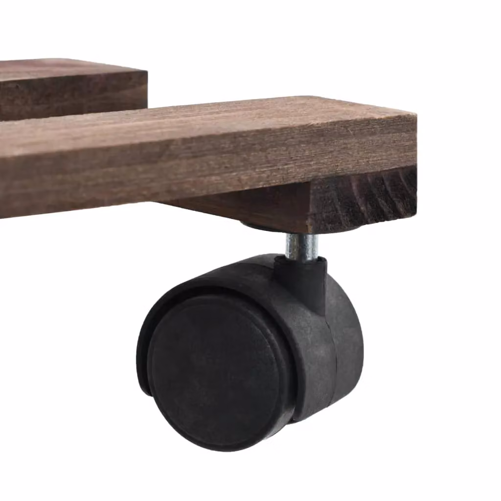 Berkfield Home 4-Piece Brown Cedar Wood Plant Rollers, W/D/H: 25 x 25 x 25 cm – 4