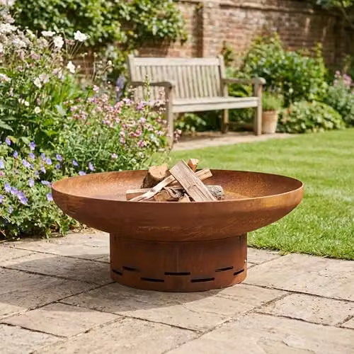 Nicoman Pre-rusted Steel Fire Bowl in Rust and Bronze, 70 cm Diameter – 7