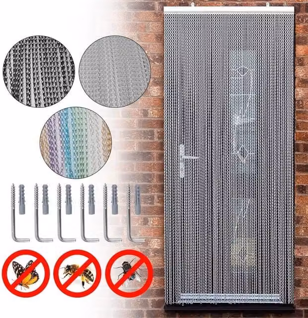 SPETLEK Aluminium Hinged Insect Door Net in Silver, W/H: 214 x 90 cm