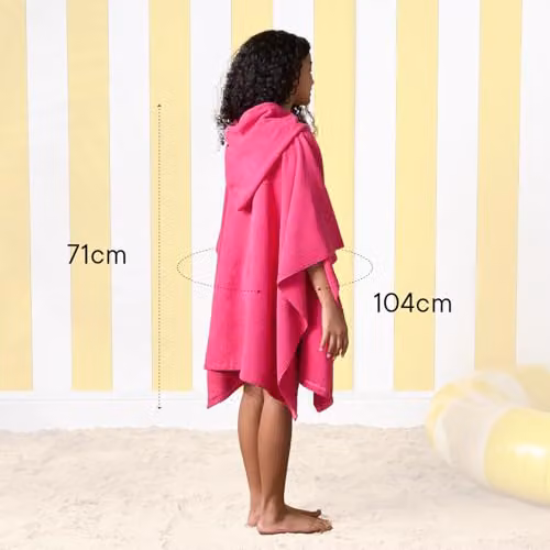 OHS Pink Absorbent Quick Drying Childrens Hooded Poncho Beach Robe – 5